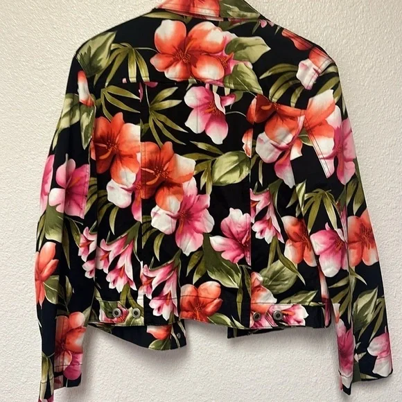 Caribbean Joe women’s multicolored floral button up jacket size small - Picture 3 of 10